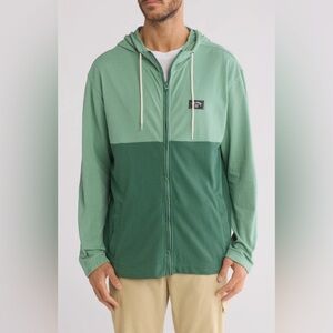 Billabong Surfcore Mens Abner Two Tone Green Colorblock Full Zip Hoodie Medium